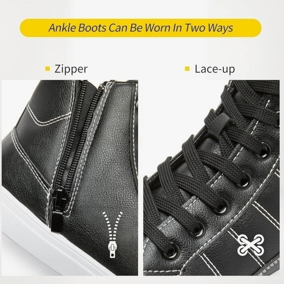 ZGR High Top Sneakers for Women Lace Up Leather Fashion Sneakers Ankle Boots - Picture 3 of 6